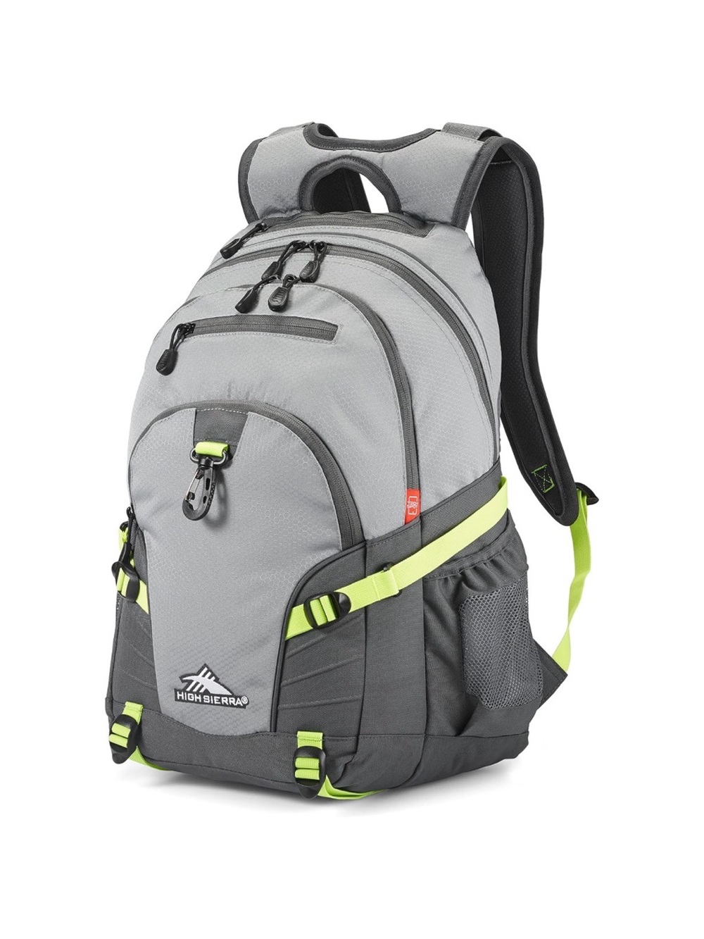 High Sierra Large 19in Backpack Travel School Book bag Tablet Sleeve Gray Neon